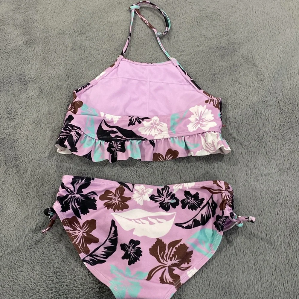 Raisins Girl's 2 Pc Aloha Guava Island Purple Halter Bikini Swimsuit |Size 10